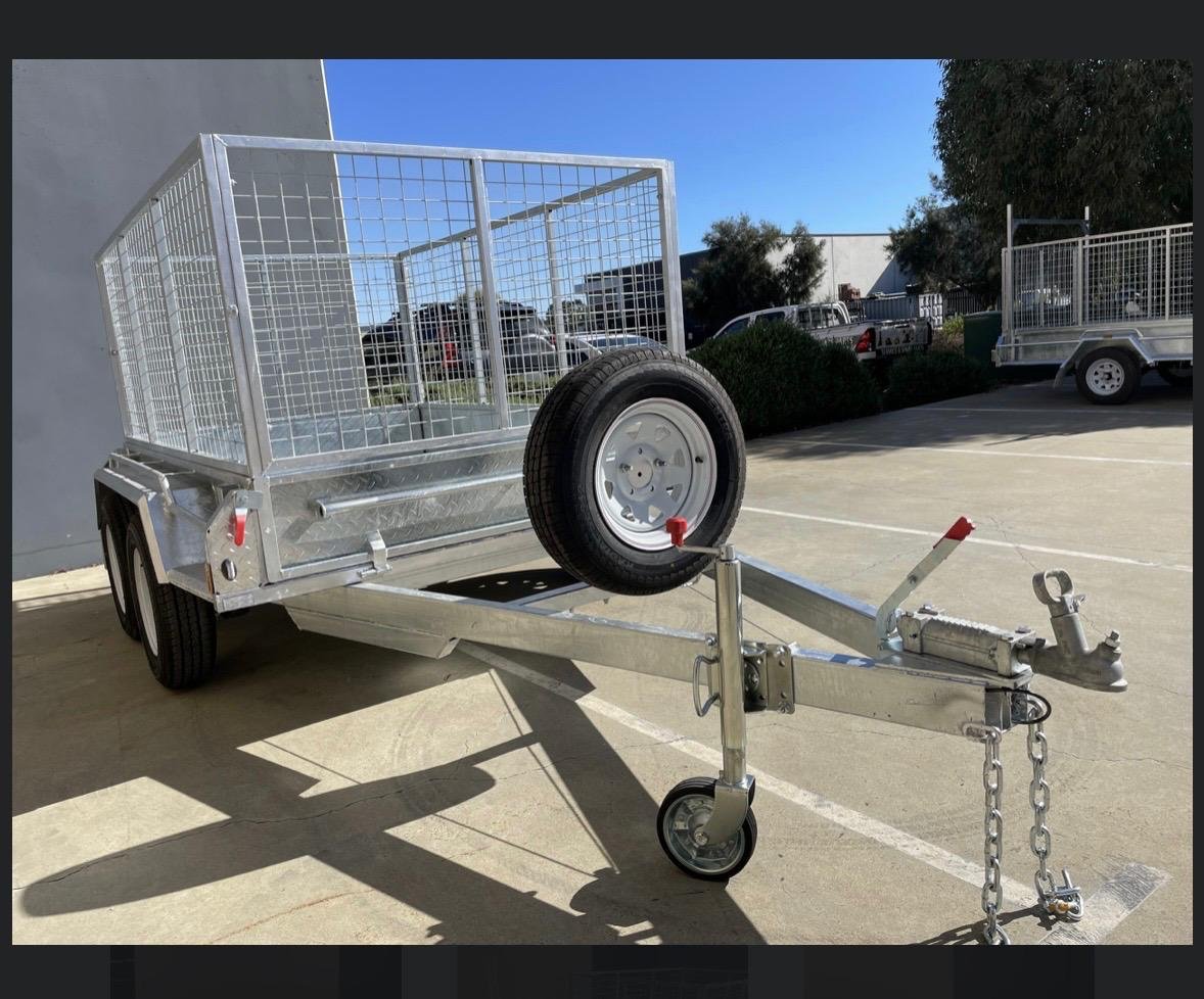 Rhino Trailers tandem axle caged trailer at our Welshpool location
